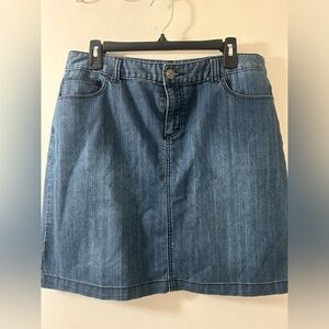 Christopher & Banks Petite Dark Blue Denim Skirt